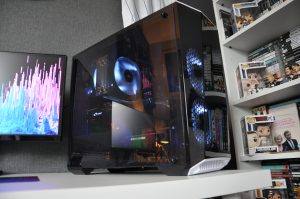 A close up of the completed workstation PC.