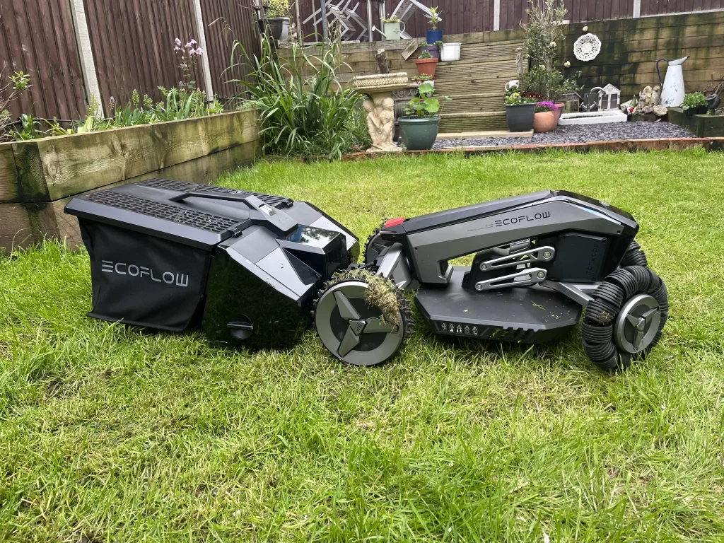 EcoFlow Blade Review: Wheel spin ripped a chunk of grass from the lawn.